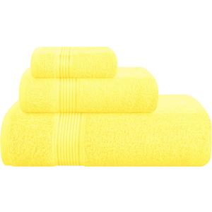 Belizzi Home Ultra Soft 3 Pack Cotton Towel Set, Contains a Bath Towel 28x55 inch, a Hand Towel 16x24 inch & a Wash Coth 12x12 inch, Ideal Everyday use, Compact & Lightweight - Lime Yellow