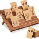 Blulu 31 Pack Wooden Earring Display Stand 7 Slots jewelry Display Holder with Earring Card for Selling Vendors Retail Show (Light Brown)