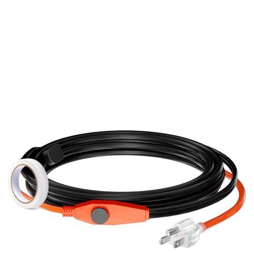 VEVOR Pipe Heating Cable, 9-feet 7W Heat Tape for Pipes with Built-in Thermostat, Protects PVC Hose, Metal and Plastic Pipe from Freezing, 120V