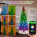 FANCILLUMA 7.5FT Prelit Christmas Tree with 350 LED Lights, App Controlled Artificial Christmas Tree with Multi-Color RGB Lights & Music Sync, Slim Pencil Christmas Tree for Home Christmas Decorations