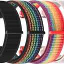 20mm Watch Bands for Garmin Forerunner 55/570 42mm/165/645/245 Music/Garmin Vivoactive 6/Vivoactive 5/3/Garmin Venu/Venu Sq 2 for Men Women, 20mm Watch Straps for Amazfit Active 2/Active (Black+Black Rainbow+Official Rainbow+Pink Sand)
