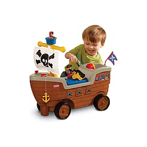 Educational Pirate Ship Ride-On Toy with Interactive Sounds for Age 18 Months+