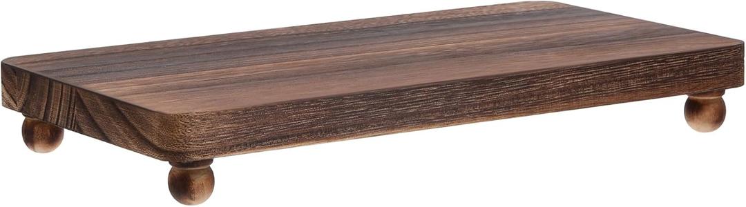 Wood Pedestal Stand Kitchen Soap Tray Farmhouse Wood Display Riser for Kitchen Counter Sink Stand Decorative Displays Your Plant Bottles Candles, 12 x 7 Inch, Brown