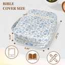Bible Cover Case for Women,Large Bible Cover for Women, Premium Quilted Fabric Bible Book Covers with Handles,Bibles Study Supplies Accessories Holder Blue Flower