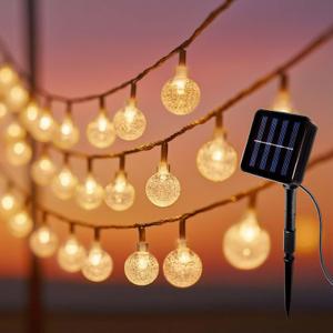 Solar String Lights Outdoor Waterproof, 100LED Crystal Ball Fairy Lights for Garden, Patio, Camping Decor - Solar Powered LED Globe Lights with Auto On/Off (Warmwhite)