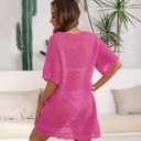 2 x Women Swimsuit Coverup Crochet Bathing Suit Beach Cover Ups Summer Knit Bikini Beachwear Pullover 2025 Swimwear Dress (Purple, M)