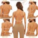 Low Back Bra for Women Wirefree Seamless Bra Backless Multiway Straps Convertible Halter Bra with Padded Removeable (Teal), X-Large