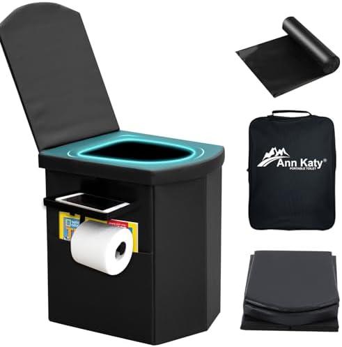 Ann Katy Upgrade XL Portable Toilet for Adults, Extra Large Portable Travel Floding Toilet, Camping Tall Toilets with Lid for Adults and Kids Compact Potty for Car,Hiking,Beach and Camping