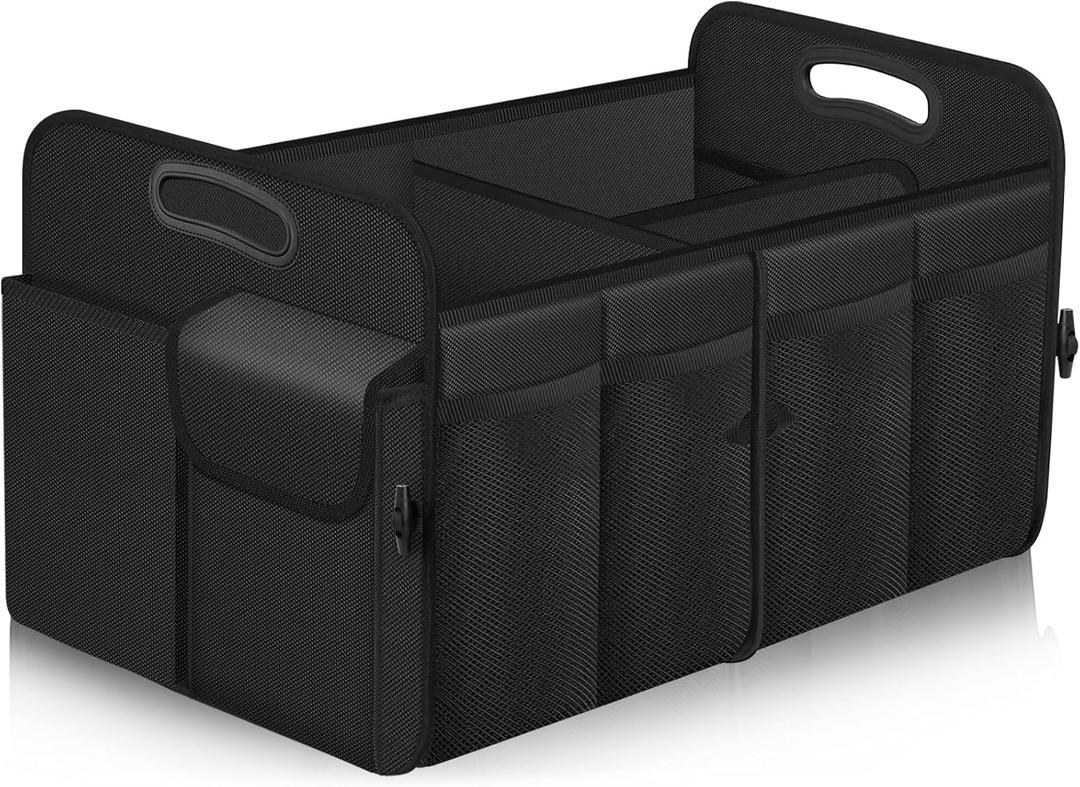 Femuar Car Trunk Organizer, Trunk Storage Organizer with 72L Large Capacity Waterproof Collapsible and 11 Pockets, Trunk Organizer for Suv/Jeep/Sedan, Large Size, Black