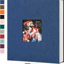 Spbapr Large Photo Album Self Adhesive 4x6 5x7 8x10 10x12 Pictures Magnetic Scrapbook 40 Blank Pages Linen Cover DIY Album with A Metal Pen (Blue)