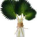 Artificial Palm Leaves in Glass Vase with Faux Water for Table Centerpieces, Fake Palm Stems and Leaves Greenery in Vase for Home Office Decor