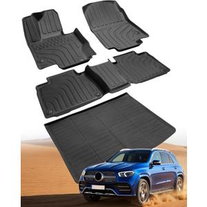 Car Floor Mats for Mercedes Benz GLE: GLE 350/450 2020 2021 2022 2023 2024 (Not Fit for Coupe) TPE, All Weather Heavy Duty Rubber Accessories Full Set Floor Liners & Trunk Mat 4PCS