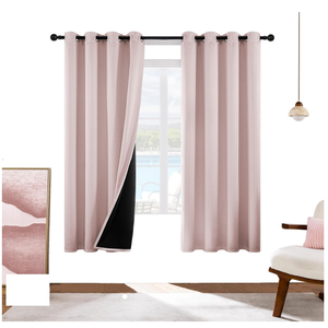 YUNJIN Thickening 100% Blackout Curtain for Bedroom Full Room Darkening Noise Reducing Thermal Curtains&Grommet Drapes for Living Room (Pink, 42''Wx63''L (Pack of 2))