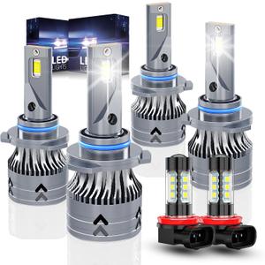 Upgraded 9005 9006 Light bulbs Compatible for Honda Civic (2006 2007 2008 2009 2010 2011 2012 2013 2014 2015), High & Low Beam & H11 Fog Light Set, 6500K White, Plug & Play, 6-Pack