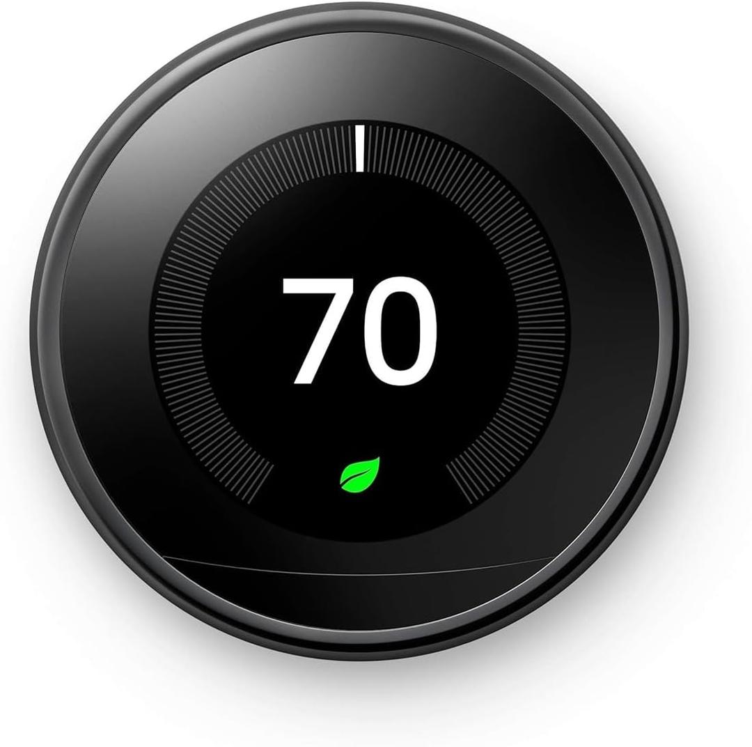 Google Nest Learning Thermostat (3rd Gen)  Smart Wi-Fi Thermostat Display & Mounting Plate Only, Energy-Saving, Compatible with Alexa & Google Assistant, Black