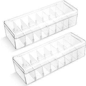 Wenqik 2 Pcs Trading Card Storage Box Plastic Storage Box Transparent Playing Case with Removable Dividers 560 Standard Cards