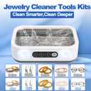 XANGNIER Jewelry Cleaning Kit-Ultrasonic Cleaner Machine(49k Hz,3 Modes),Gap Cleaning Brush and Polishing Cleaning Cloth for All Jewelry,Ring,Gold,Diamond,Earring,Sterling Silver,Eyeglass,Dentures