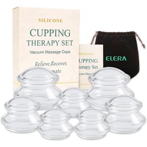 ELERA Silicone Cupping Therapy Set, Professionally Chinese Massage Cups for Cupping Therapy and Cellulite Reduction (7 Cups)