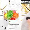 Livabber Fruit Basket Bowl with Banana Hanger, Metal Fruit Vegetable Storage Basket with Banana Holder for Kitchen Counter, Detachable Organizer for Bread Snack Produce (Gold, 3-Tier Marble Base)