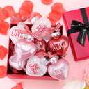 24pcs Valentines Day Ball Ornaments Set with Plastic Rose Petals 2.36 Inches Red Pink White Hanging Balls for Tree Wedding Home Anniversary Decor