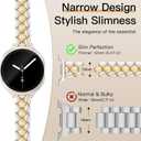 Melyis Slim Metal Band Fits Samsung Galaxy Watch 8 Band 40mm 44mm/Galaxy Watch 8 Classic 46mm, Stainless Steel Galaxy Watch 8 Band Women, Thin Bangle Bracelet for Samsung Watch 8 Bands, Starlight&Gold