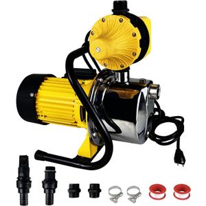 1HP Water Pressure Booster Pump for Home, 1080GPH Smart Control Shallow Well Jet Pump, Stainless Steel Automatic On/Off Sprinkler Pump, 115V Self-Priming Pump for Whole House, Garden, Irrigation