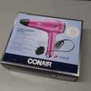 Conair Hair Dryer with Retractable Cord, 1875W Blow Dryer, 3 Heat Settings, 2 Speeds, Blow Dryer with Diffuser and Concentrator Attachments, Ionic + Tourmaline Technology, Pink