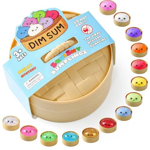 Squishy Dumpling Toy, Dumpling Squishy Mystery Box, Random 1 of 14 Colors, Stocking Stuffers with Food Steamer Stretchy Desk Toy