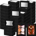TaoBary 100 Pcs 8 Inch Bakery Boxes 8 x 6 x 2.5 Inch Cookie Pastry Boxes with 2 Style Window for Cookie Treat Chocolate Strawberries Cupcakes Candy Muffins(Black)