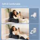Kayfia Reading Pillow, Gel Memory Foam Back Rest Pillow, 21'', Black | 3 Storage Pockets, Dual-Use Back Leg Support Pillow, Detachable Armrests, Ideal for Reading, Gaming, Working on Bed & Couch