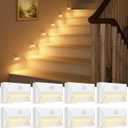 VOLISUN Motion Sensor Stair Light Rechargeable 8 Pack, Night Lights 3 Modes & 3 Color Temperatures, Magnetic Rechargeable Stick-On Lights for Stairs, Hallway, Cabinet(White)