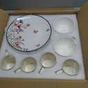 Pickmesh 16 Pcs Wildflower Ceramic Dinnerware Set for 4 Guest Floral Dish Set Spring Butterfly Dinner Plates Salad Plates Bowl Mug Kitchen Gift for Spring Kitchen Holiday Party Decoration