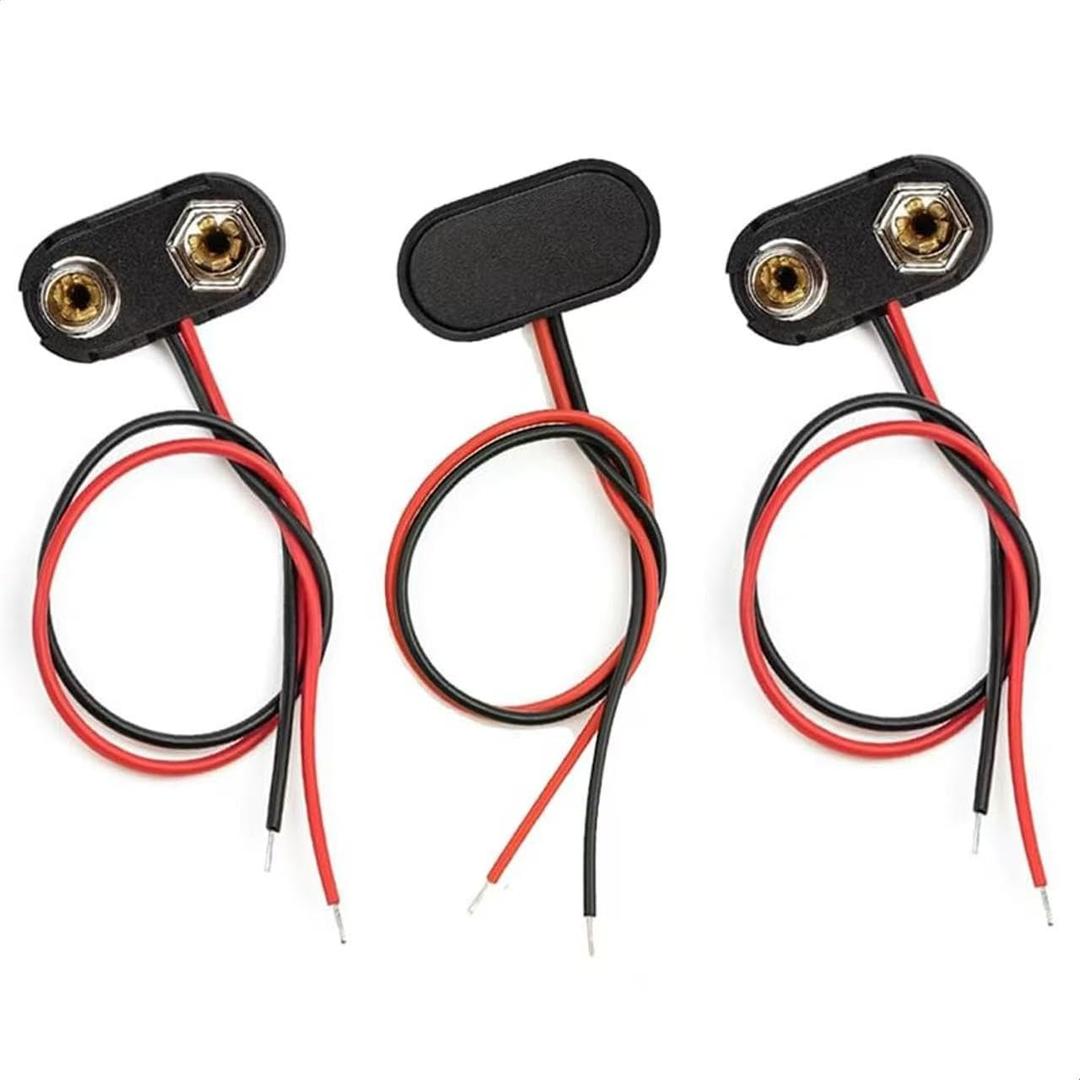 3 PCS 9V Battery Connector, 9 Volt Buckle Connector Hard Plastic Shell Used in Student Experiment or Other Equipment with Battery (T-Type)