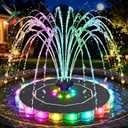 GAIZERL Solar Fountain, 2026 Upgrade 3.5W Solar Bird Bath Fountains with Colorful Ring LED Lights, 2000mAh Battery, 7 Nozzles and 4 Fixers, Solar Water Fountain Pump for Pond, Pool, Patio and Garden