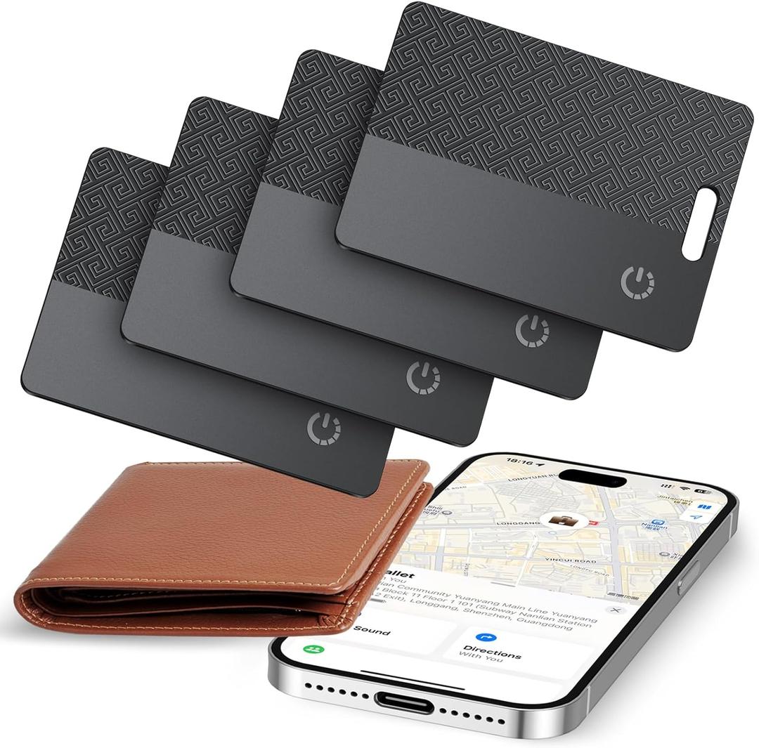 Ultra-Thin Wallet Tracker Card(iOS Only), Bluetooth Tracker Smart Card for Apple Find My iPhone Wallet GPS Tracker, Supports Wireless Charging, 10 Years Battery for Luggage, Wallets, Backpacks, Keys