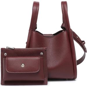 Mini Crossbody Purse - Small Faux Leather Bucket Bag for Women with Zipper Top Handle Adjustable Strap, Caramel