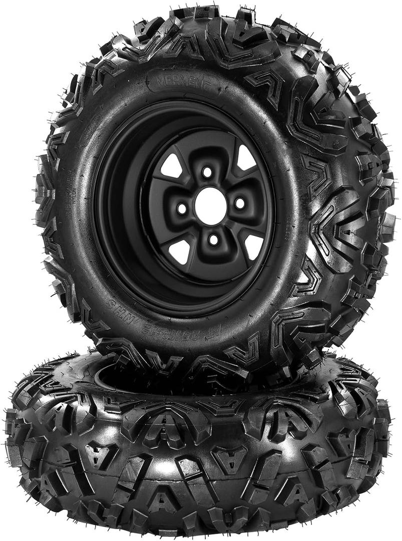 Garvee 25x10-12 ATV Tires and Wheels Set (2 Pack), 6-Ply All Terrain for UTV/ATV - Heavy-Duty Mud Sand Trail Tires with 4x156 PCD & 4+3 Offset Wheels - Reinforced Sidewalls