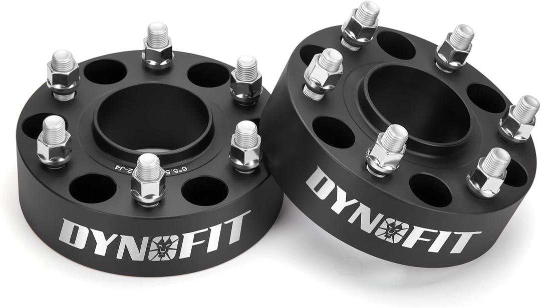 dynofit 2 inch Wheel Spacers 6x5.5 for Silverado 1500 Sierra 1500 | 6x139.7 Hub Centric Spacers 78.1 Hub Bore M14x1.5 Studs | Fits Tahoe, Suburban, Yukon, Escalade, Avalanche | 2-Pack Forged Aluminum