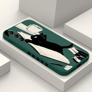 Samsung A16 5G Case Fashionable Design Drop Proof Lliquid Silicone for Galaxy A16 5G Phone Cover 6.7 inch, Cat Green