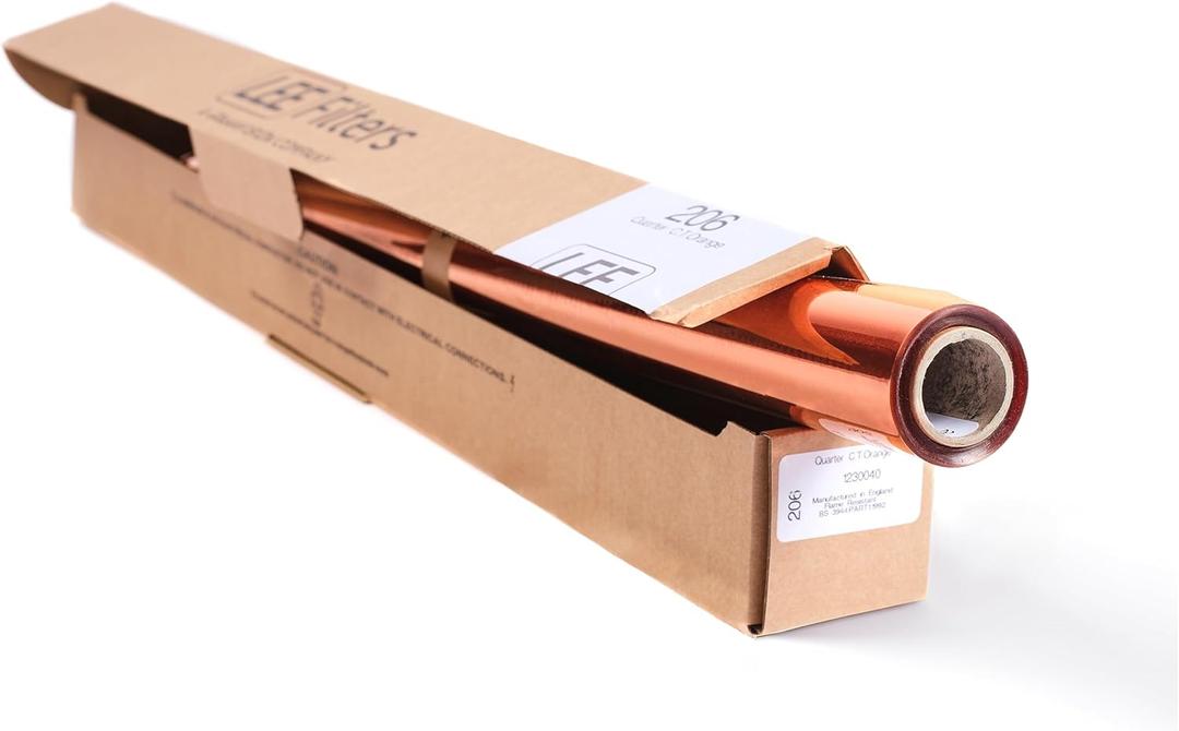LEE Filters 206 Quarter Orange Compact Roll - 2ft Wide Polyester Lighting Gel for Cool Daylight to Warm Tungsten Diffusion Filter 