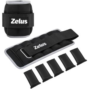 ZELUS 1 Pair Adjustable Ankle Weights, 2 4 6 8 10 lb Modularized Leg Weight Straps for Women Men, Weighted Ankle Weight Set with Removable Sandbags, 1-5 lb per Ankle Strap for Gym Yoga Jogging Walking (BK-Reflective strips)