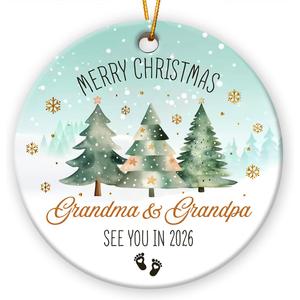 7 x 2025 New Grandparents Ornament, Grandparents Gifts, Pregnancy Announcement Ornaments, Unique Ornament for Christmas Tree Decorations, Baby Reveal Gift for Grandpa Grandma
