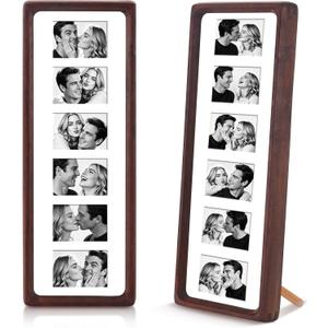 2 Pack Wood Photo Booth Frames 4.7"x12.6" Wood Photo Strip Frame Walnut Film Picture Holder with Stand for Wall Tabletop Desk Home Display Wedding Grad Baby Shower, 12.6x4.7 inches
