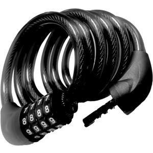 Bike Cable Lock 6FT Long, 4 Digit Resettable Combination Lock, Heavy Duty Steel Cable with Waterproof Vinyl Coating Anti Theft Security Lock for Road Bike E-Bike Scooter Fence Gate Toolbox