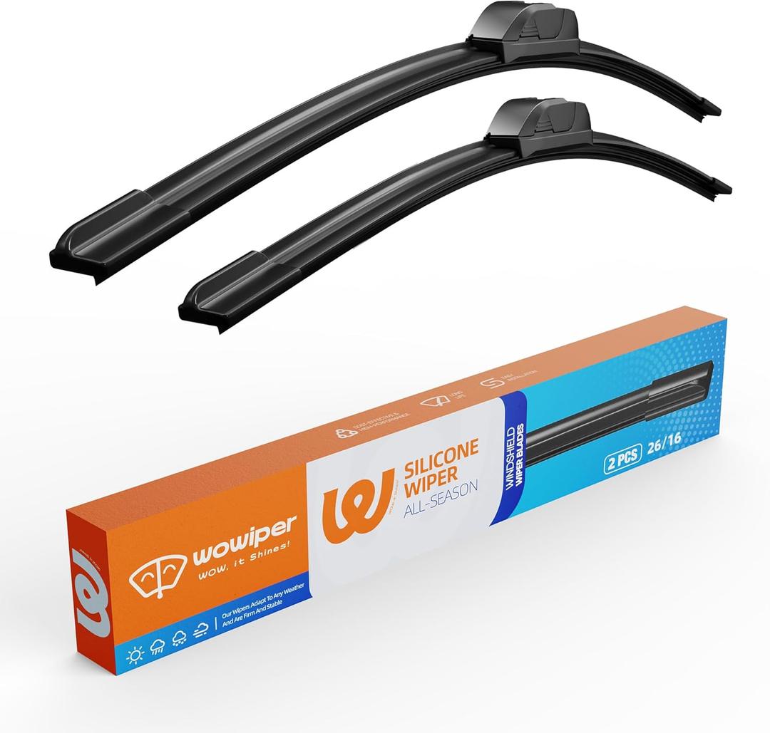Silicone Wiper Blades 26 16 Replacement for Toyota Corolla 2019-2009 RAV4 2023-2013/Honda CRV 2016 2015 2014 2013 2012+More OEM Quality Windshield Wiper Blades for My Car(Set of 2)