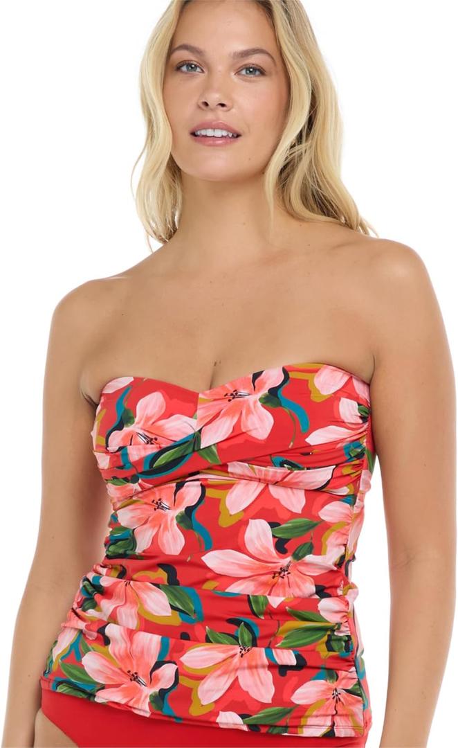 Skye Women's Victoria Bandini Tankini Top Swimsuit (Large, Break of Day Floral)