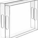 MaxGear Acrylic Decorative Tray Serving Trays with Handles (16 Inches, Set Of 2), Clear Decorative Coffee Table Nesting Trays Ottoman Tray for Food, Tea, Snacks, Drink, Kitchen, Vanity (Large, Modern)