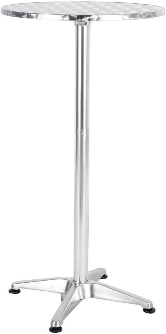 BTEXPERT 45" Bar Height 23.75" Round Aluminum Indoor Outdoor Restaurant Patio Table  Flip Top Table Stainless Steel Silver Commercial Furniture with 25.75" Base