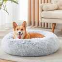 Western Home Calming Donut Medium Dog Bed Washable Pet Bed,30" Light Grey