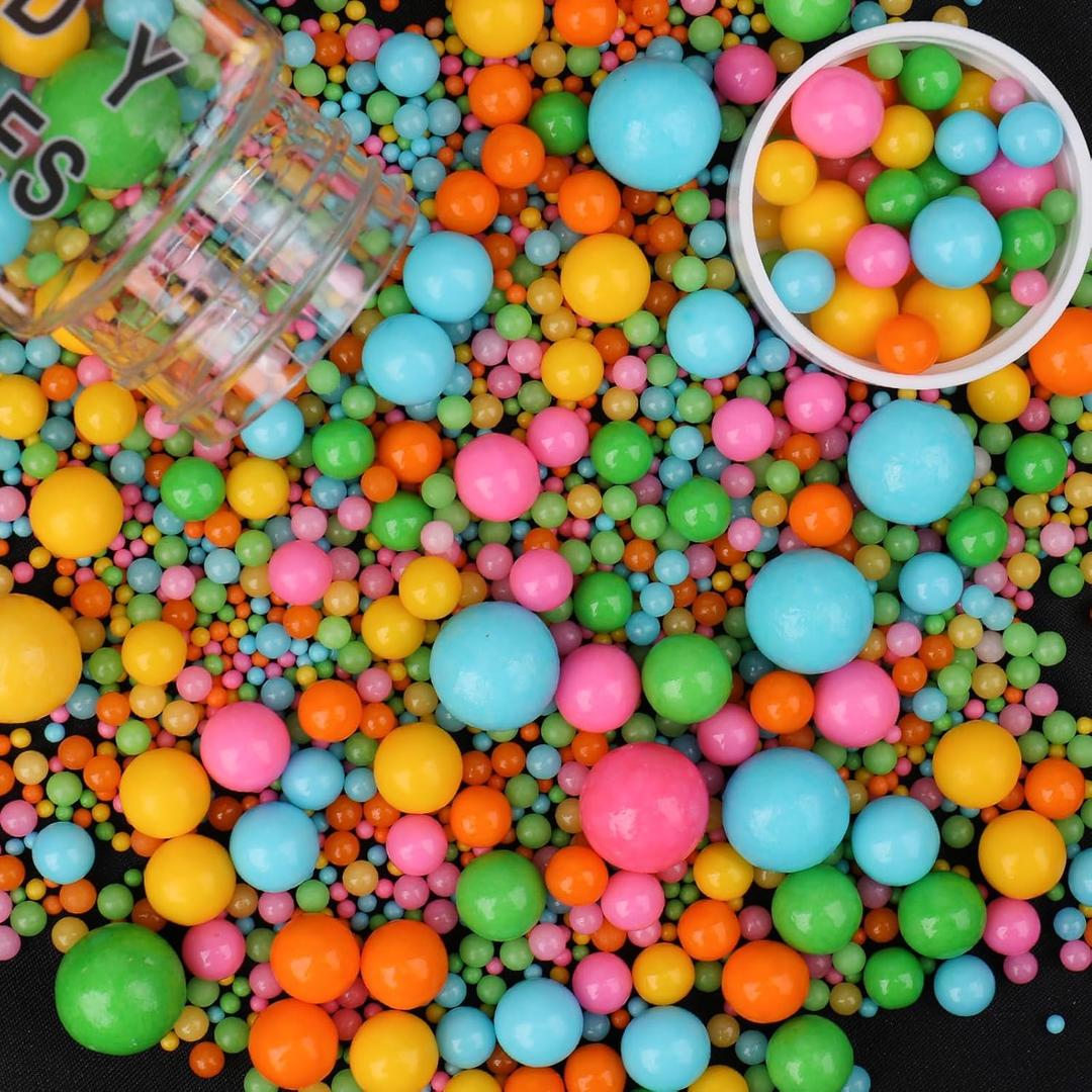 3 x Sprinkles for Cake Decorating, 4.6oz Colorful Pearl Sprinkles Mix for Ice Cream, Cupcake, Baking, Cookies, Cake Toppings (EXP 08/18/26)